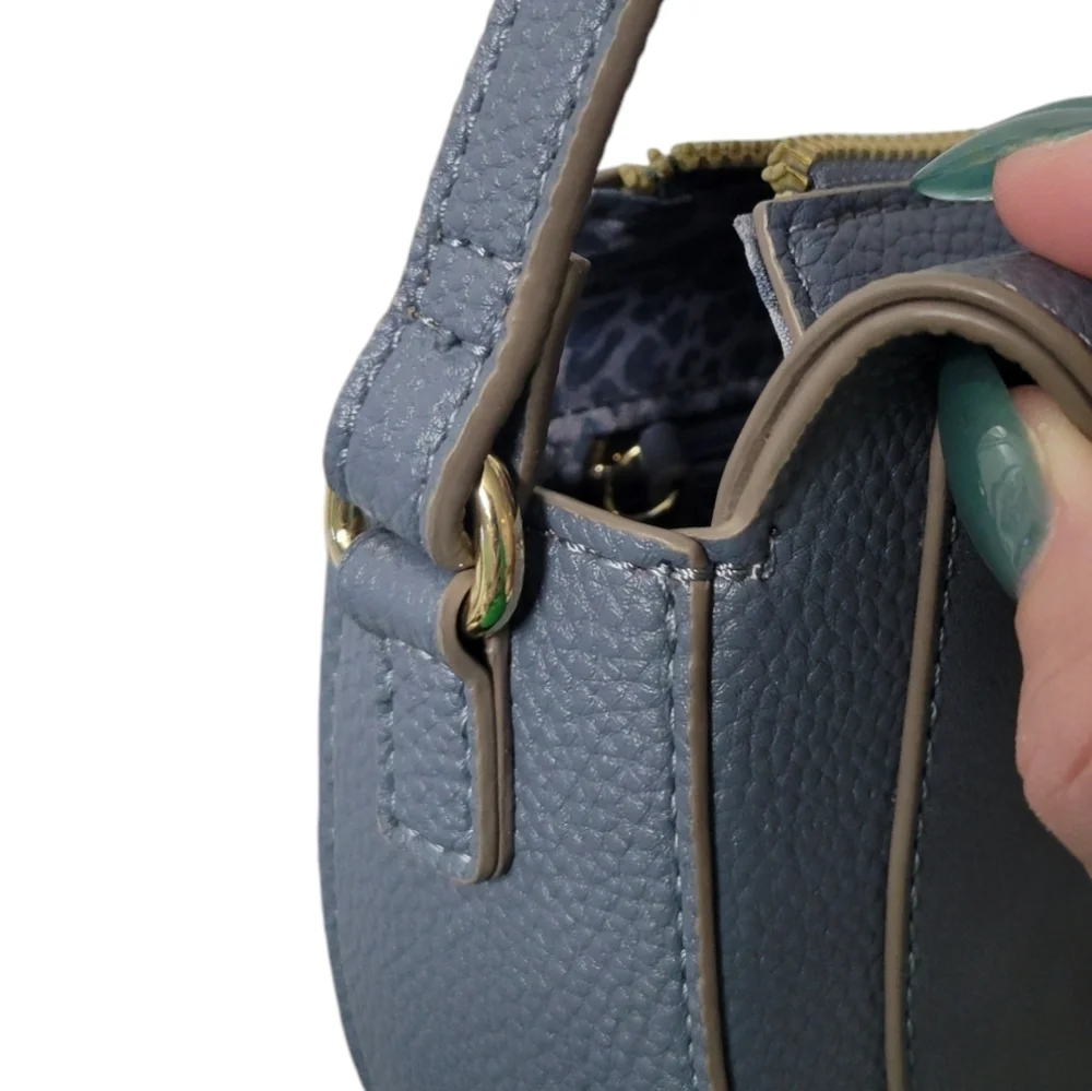 Nanette Lepore Half Moon Crossbody Bag | Vegan Leather & Suede | Top Zip Flap - Picture 12 of 12